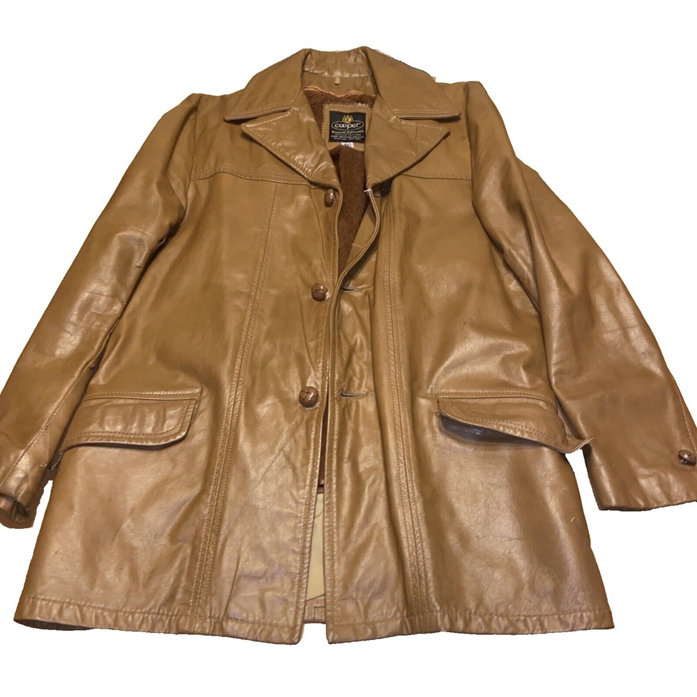 Cooper mens leather coat 42 Designer Outerwear Genuine New York